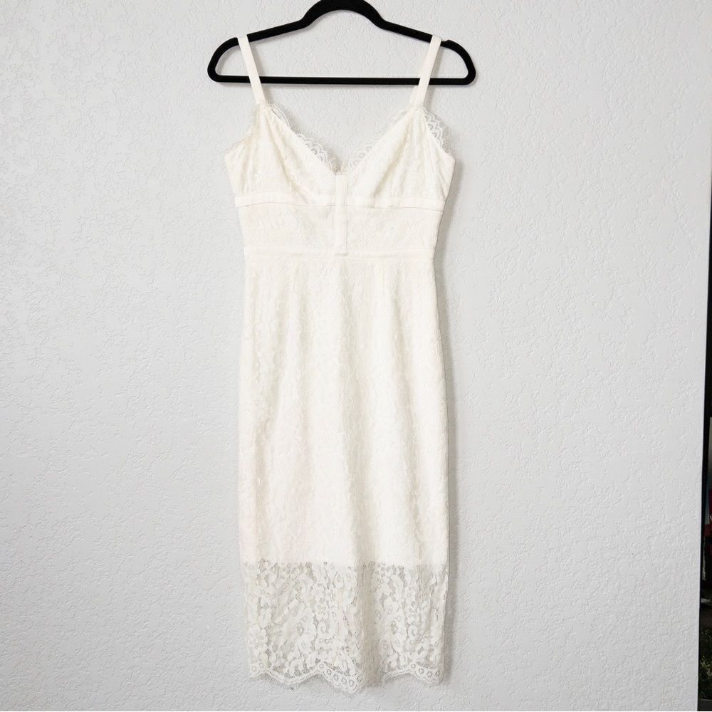 Keepsake x Urban Outfitters White Interlude Midi Lace Sample Dress‎ Size Small